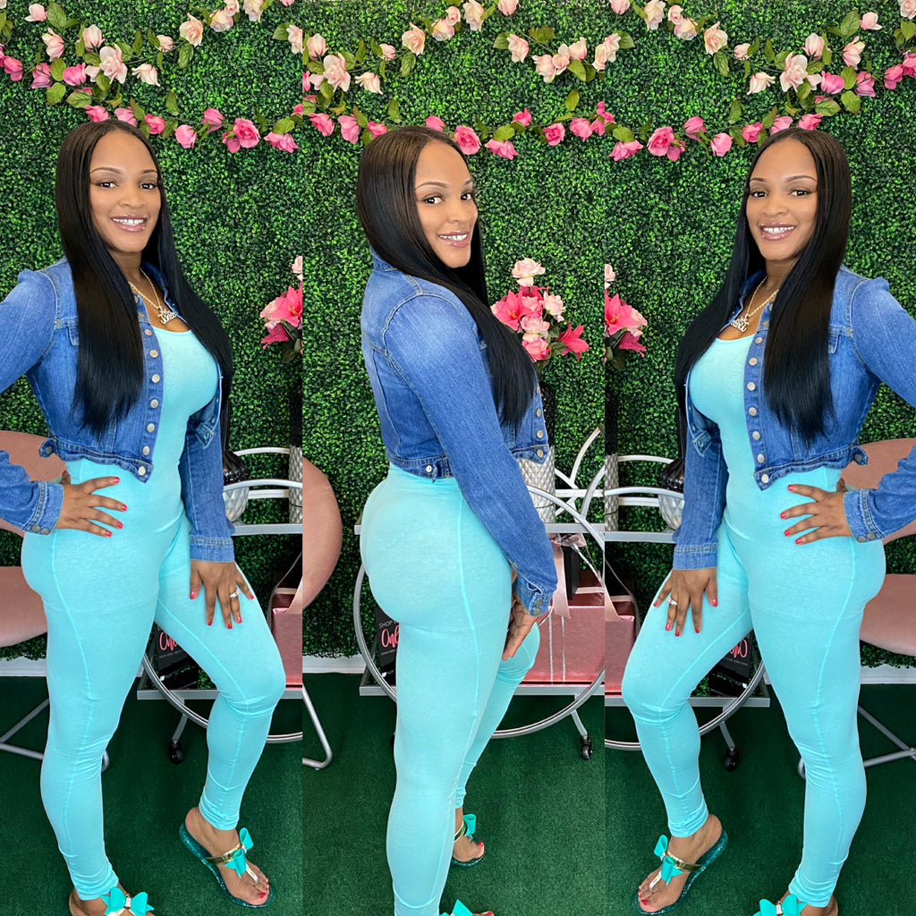 BASIC BODYCON TANK JUMPSUIT-MINT S-L