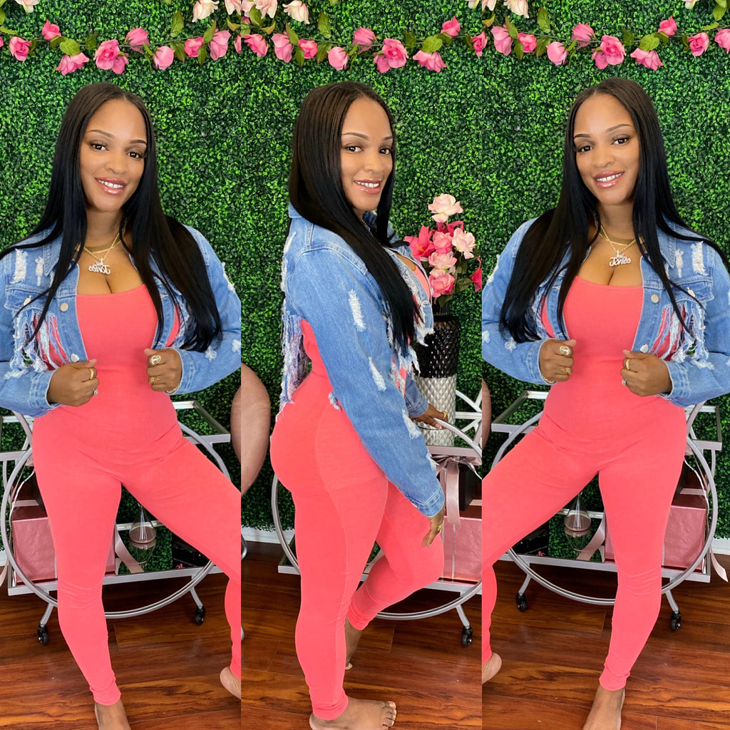 BASIC BODYCON TANK JUMPSUIT-CORAL S-L