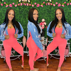 BASIC BODYCON TANK JUMPSUIT-CORAL S-L