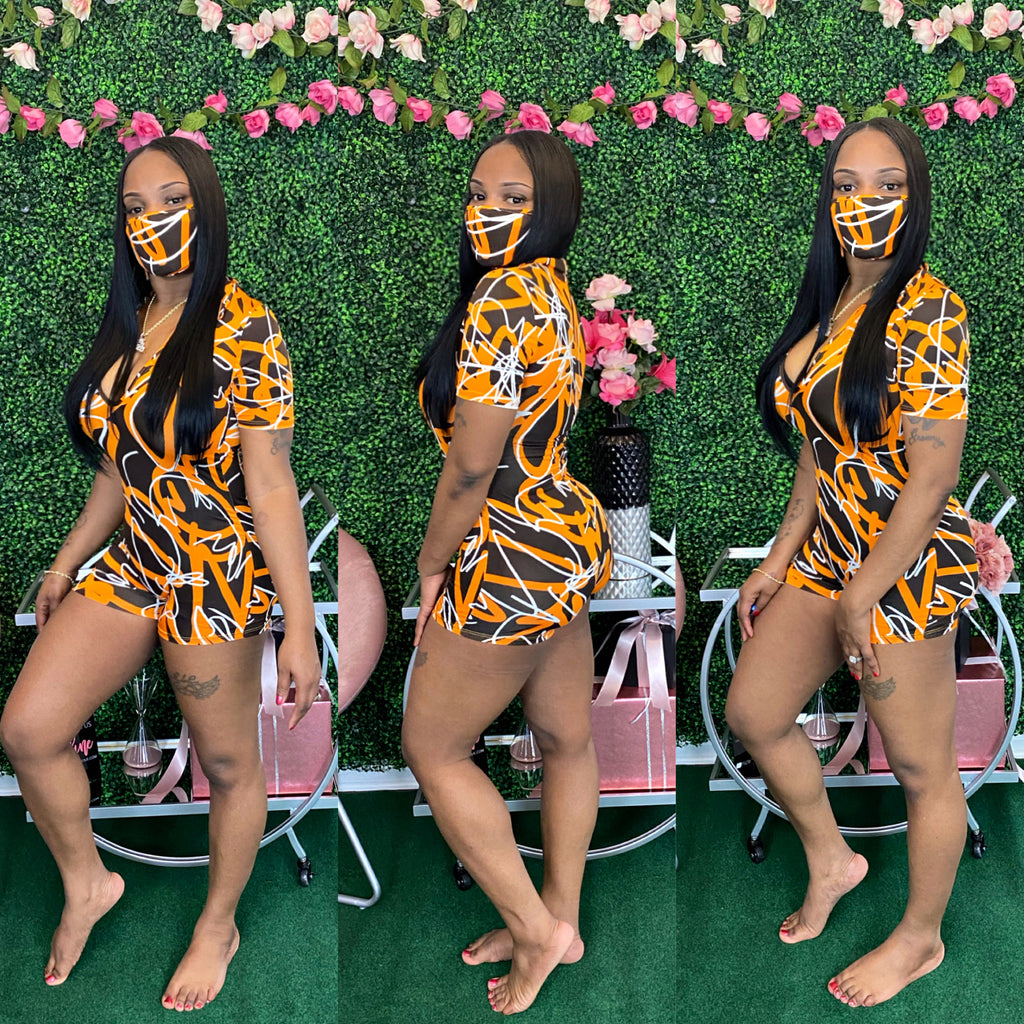 JULIANNE ROMPER WITH MATCHING MASK S-L